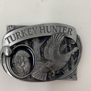 Vintage Turkey Hunter Belt Buckle Precision Incentives Brew City 80s Collectible